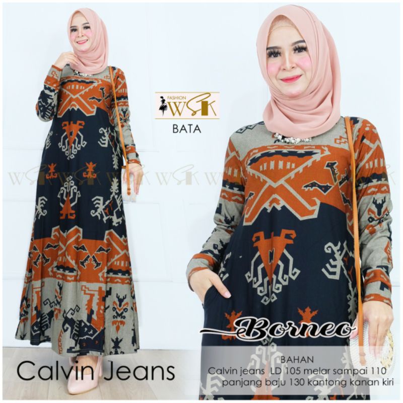 Borneo Standar Jumbo Gamis Calvin Jeans Printing