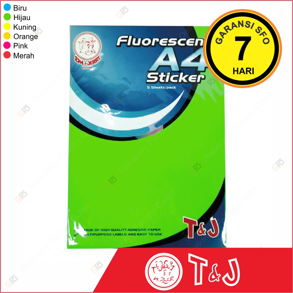 

Label Fluorescent A4 T&J - Sticker Label A4