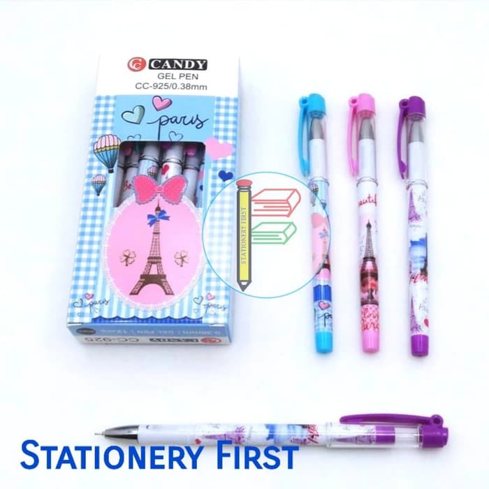 

Gel Pen Fancy Karakter Paris 0.38mm Hitam Candy CC-925 per Lusin