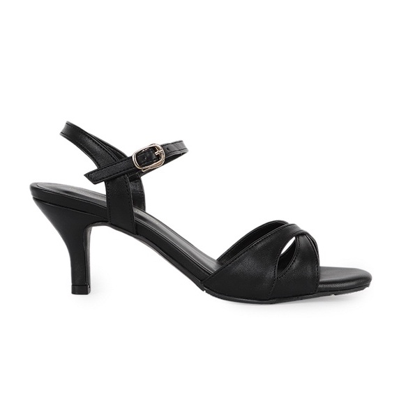 Nicholas Edison Heel Icha Black Sandal Hak Sedang Stiletto Tali Silang Terbaru