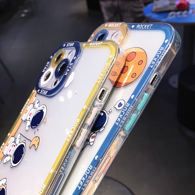 Funny cartoon astronaut case iphone 11 pro max 12 13 pro max X/Xs max XR 7/8 plus se2020 nasa transparent soft TPU shockproof protection case