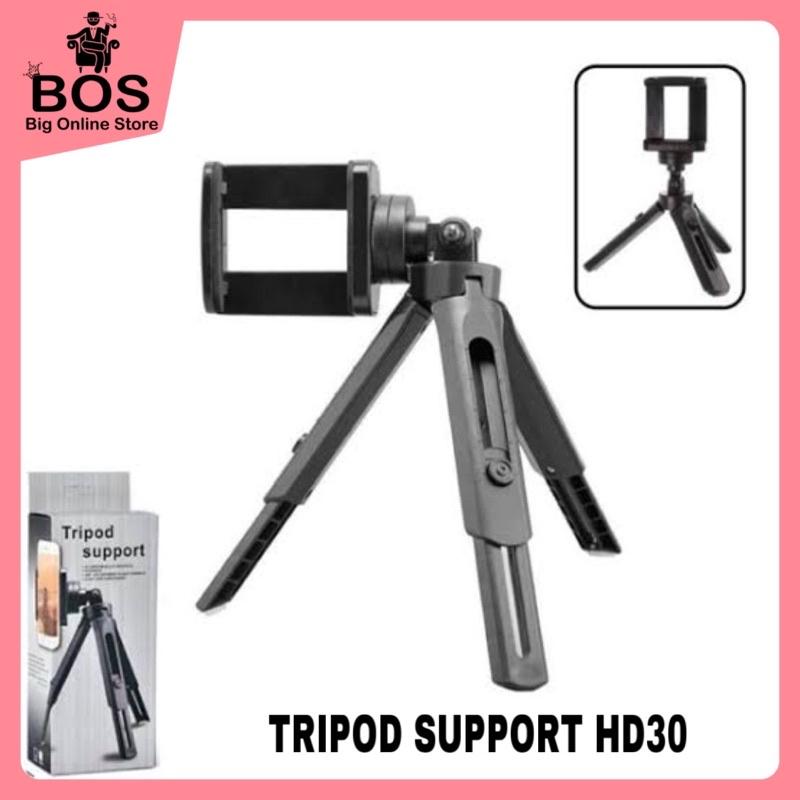 BOS - Tripod Support Mini Phone Extendable + Holder U Penyangga Handphone HD30 HD-30