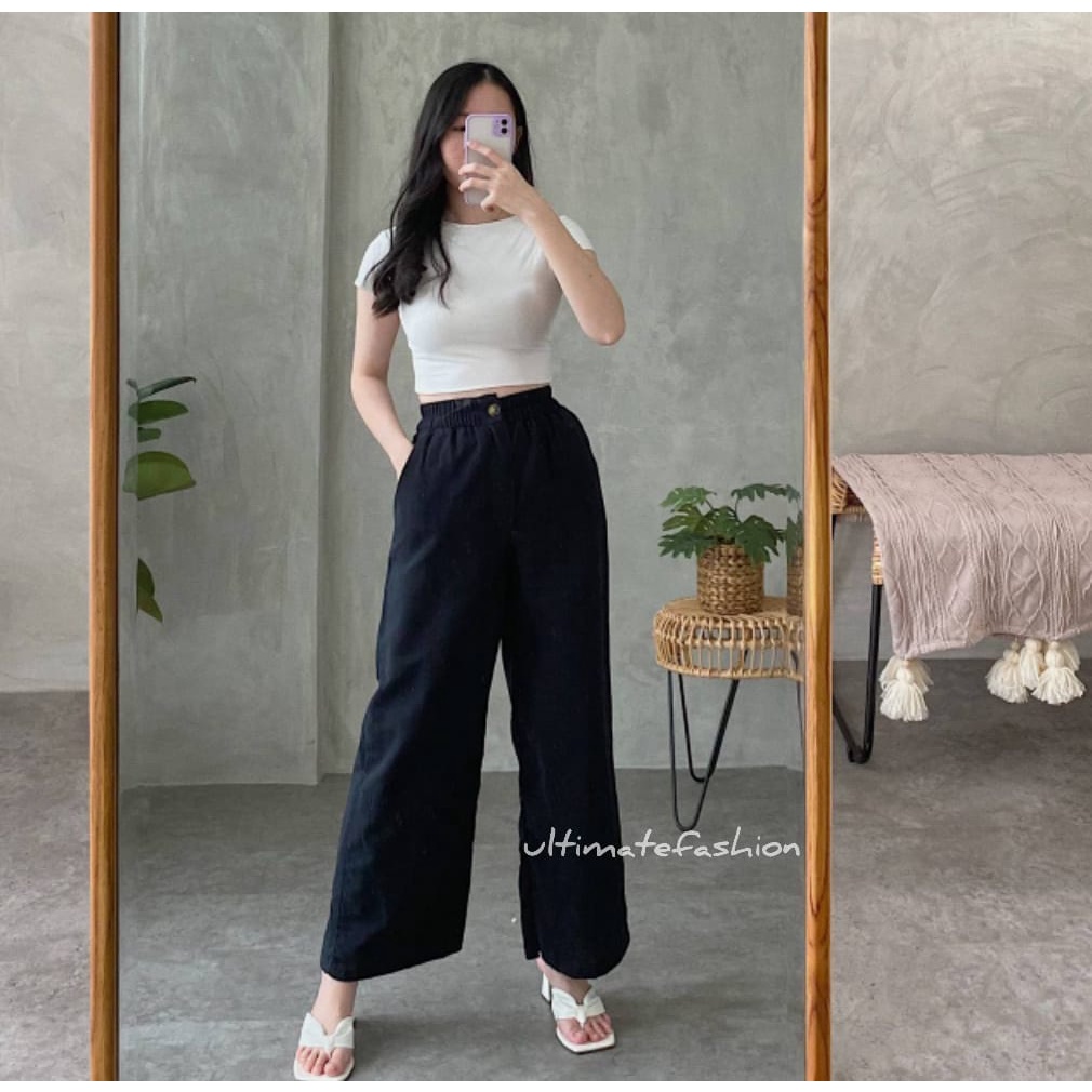 Kulot Linen Angel Premium Celana Basic Wanita 8288 INDY PANTS