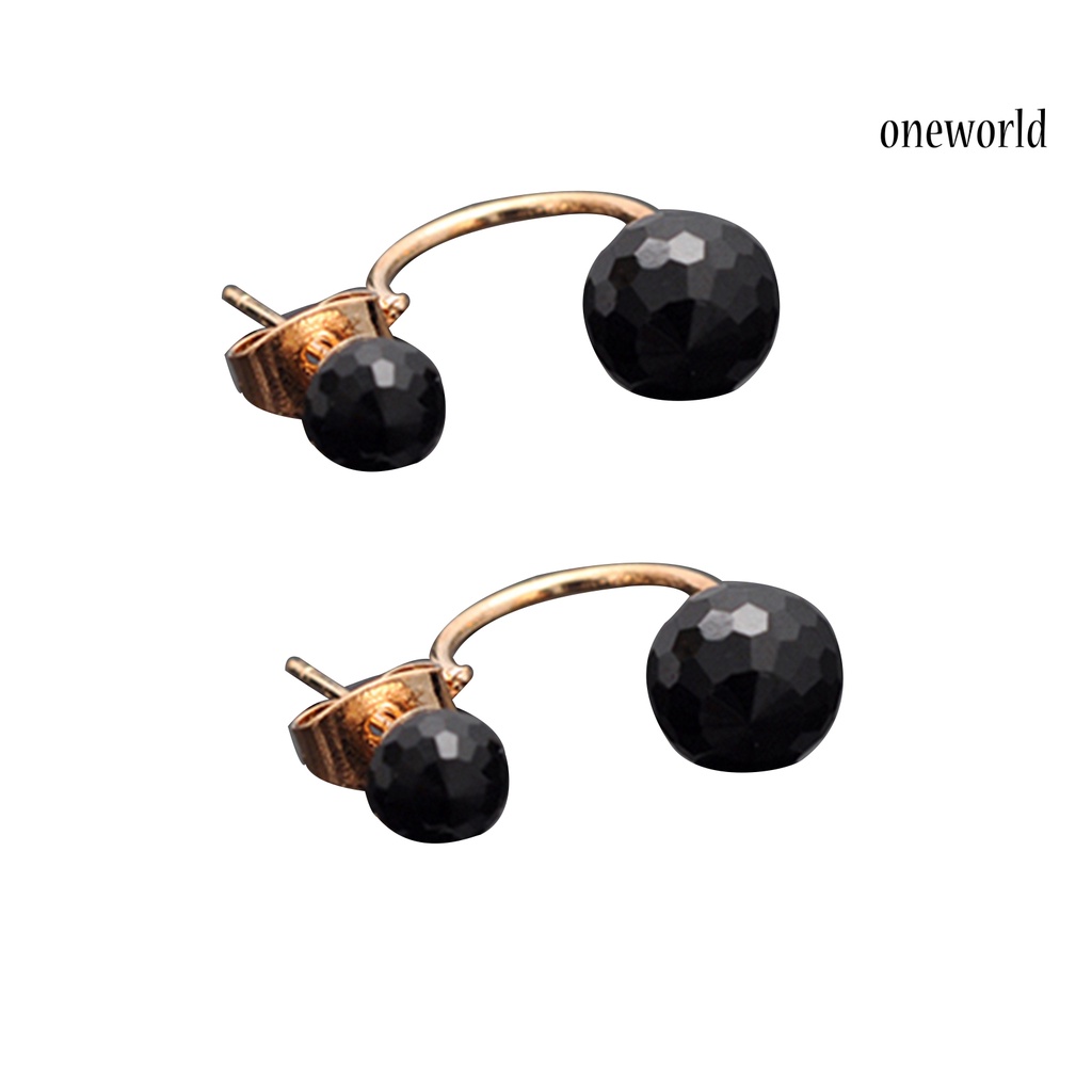 OW@ Earrings Double Balls Design Lightweight Piercing Easily Match Dangle Earrings for Party