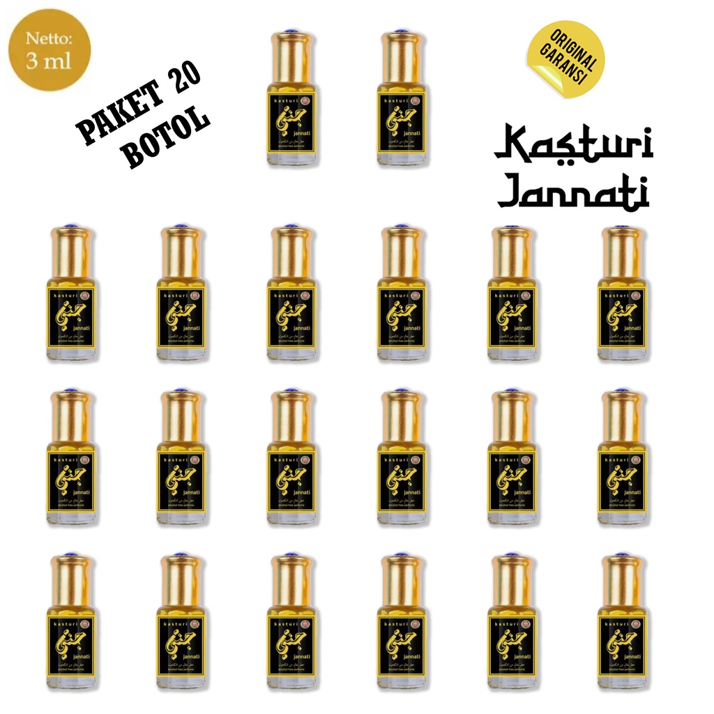 Promo Murah  20 Botol Kasturi Jannati Parfum Non Alkohol Perfum Kasturi 3ml Minyak Wangi Ibadah Taha