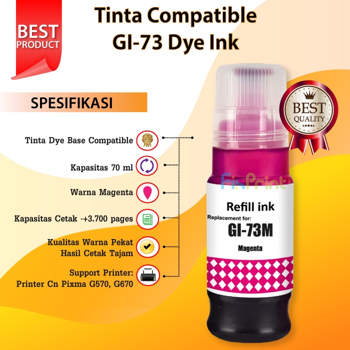 Tinta Compatible GI-73 GI73 GI 73 gi73 gi 73 Dye Ink Printer G570 G670 Ink Tank