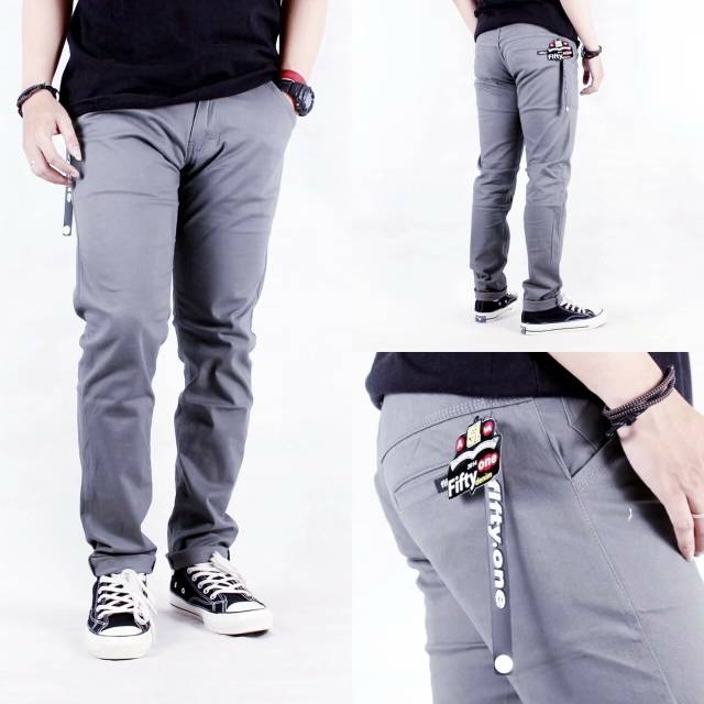 CELANA Pria SLIMFIT Panjang chino KERJA HARIAN HITAM MOCCA ABU GREY KREAM CREAM Sz 27 - 38