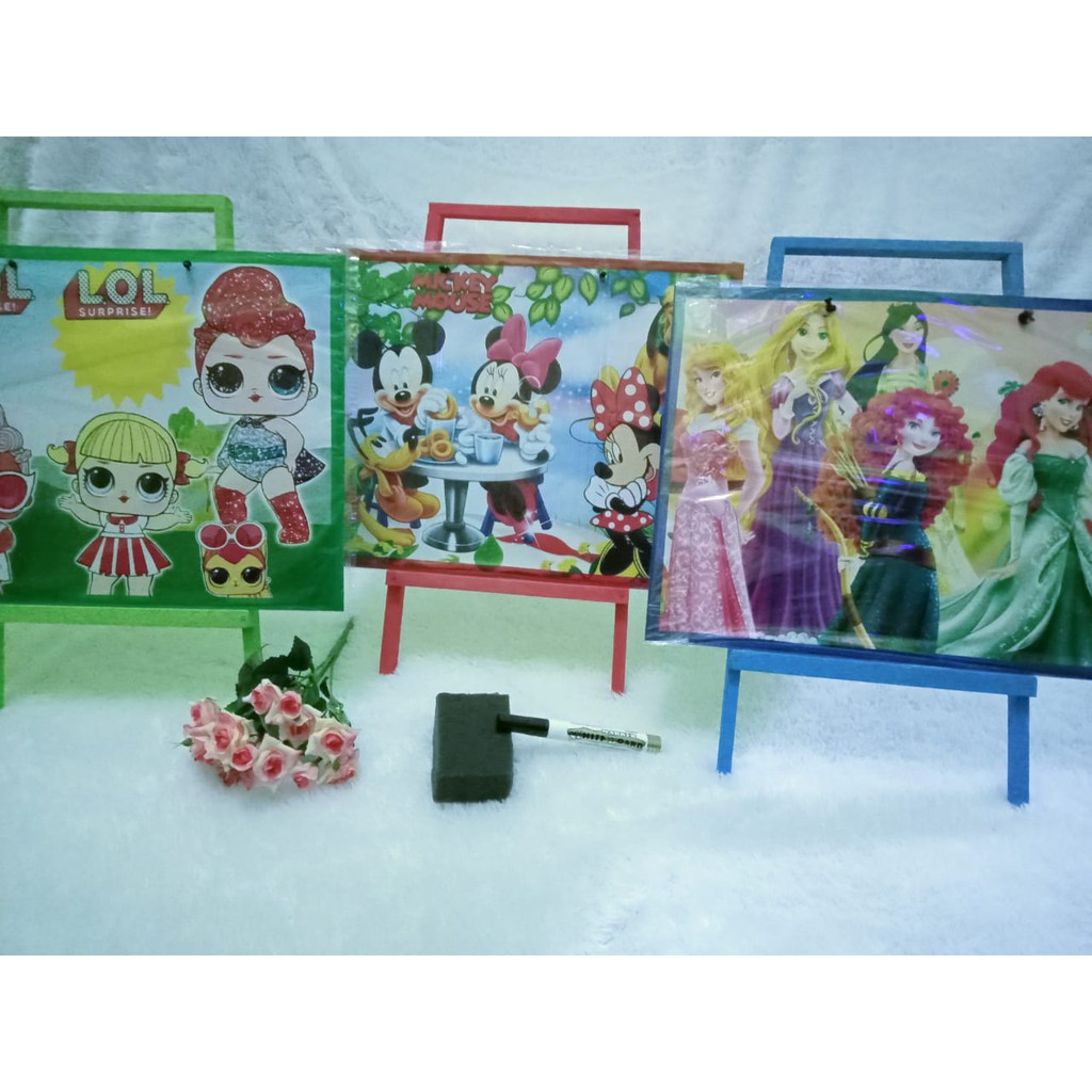 

papan tulis white board / white board anak karakter 30x40 ( plus penyangga dan spidol )