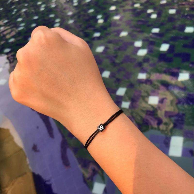 Gelang Inisial Nama Cube Tali Satin (Gelang Tali/Gelang Beads/Gelang Nama)
