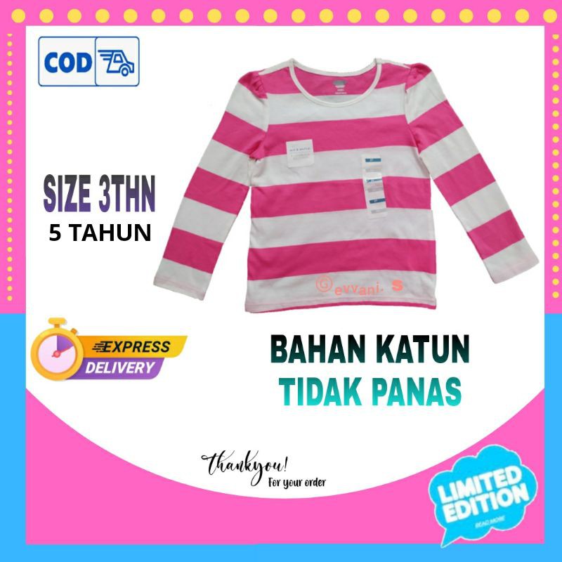 Kaos Anak Perempuan kaos Anak Cewek Cewe Lengan Panjang Murah Branded 3 tahun 5 tahun