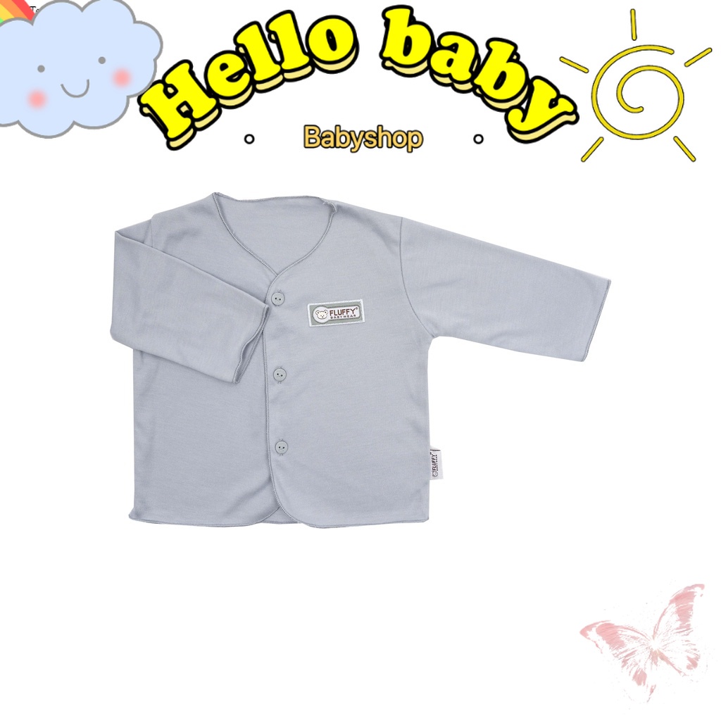 FLUFFY Baju Lengan Panjang Abu (Isi 3Pcs) ABU Newborn