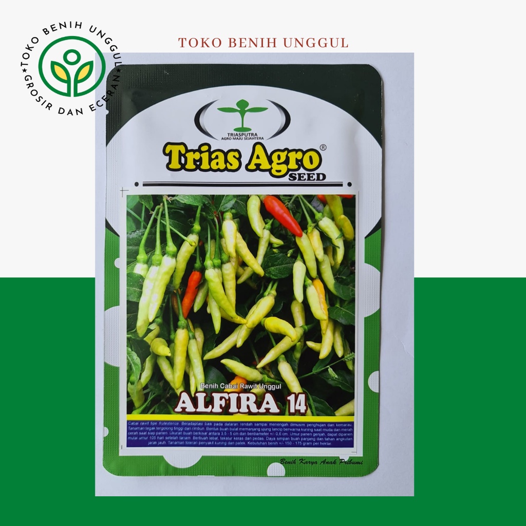 bibit benih cabe rawit putih unggul alfira14 merk trias agro10gr - bibit cabe rawit putih super