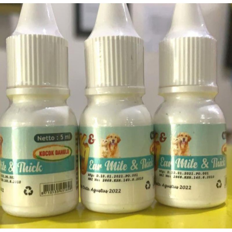 K&amp;J ear mite &amp; thick 5ml obat ear mite &amp; thick obat kutu telinga kucing/anjing