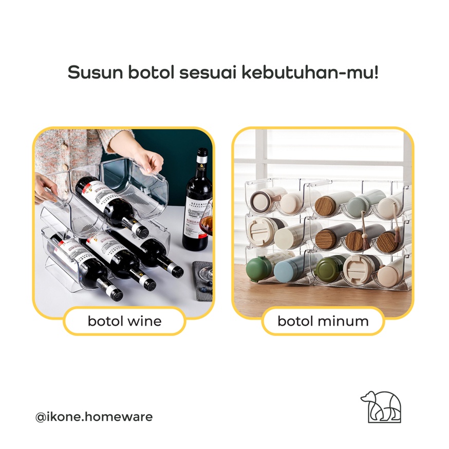 【IKONE】DANA Bottle Organizer Tempat penyimpanan Termos Tempat Penyimpanan Botol Minuman Rak Dapur Organizer Acrylic bening Perlengkapan Rumah Dapur Kitchen