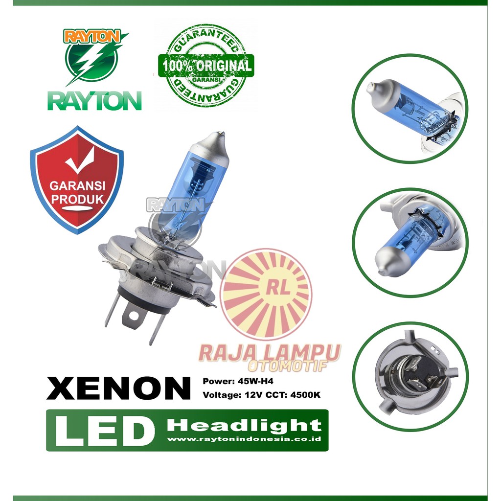 LAMPU DEPAN LED XENON 45W H4 RAYTON HEAD LAMP 45W H4 ORIGINAL GARANSI