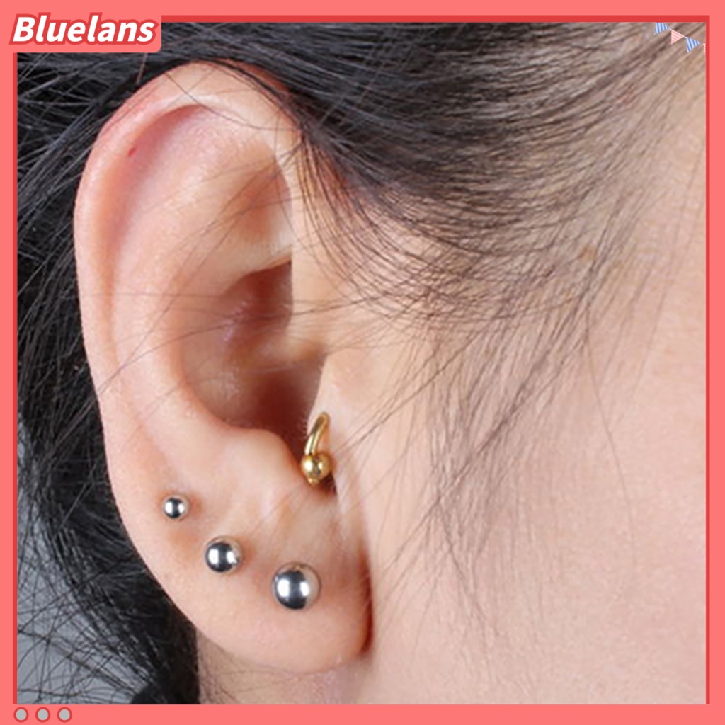 Bluelans Ear Studs Simple Easy Matching Titanium Steel Barbell Shape Helix Tragus Women Earrings