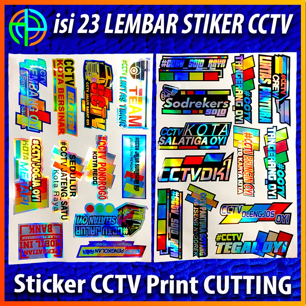(isi 23 lembr) Hologram Stiker CCTV TRUK Cutting Potong Mesin Stiker Mobil Sticker CCTV Truk Setiker