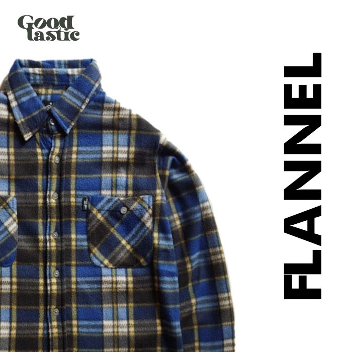 Kemeja Flannel Lengan Panjang Wfo Wind Face Outdoor Fleece Plaidshirt 2 Big Pocket