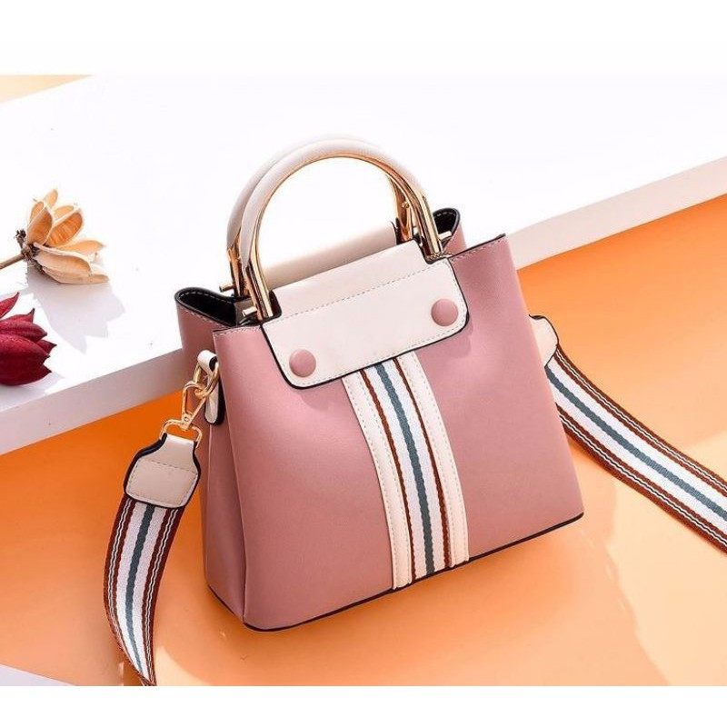 Tas slempang wanita two tones colour 3 stripe fashion wanita adorable