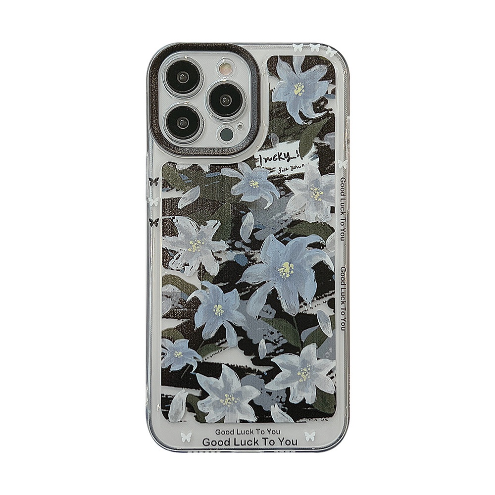 Ins Casing iPhone 14 14pro 14max 14prm 13 13pro 13prm 11 7Plus 8Plus Xr XS Max 12pro Max Motif Bunga Shockproof