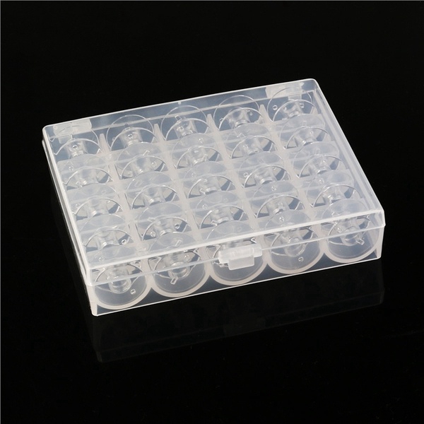 50 Pcs Tools Bobbins Sewing Machine Replacement Transparent Plastic For Home Sewing Transparent Plastic Empty Spool with Storage Case Accessories