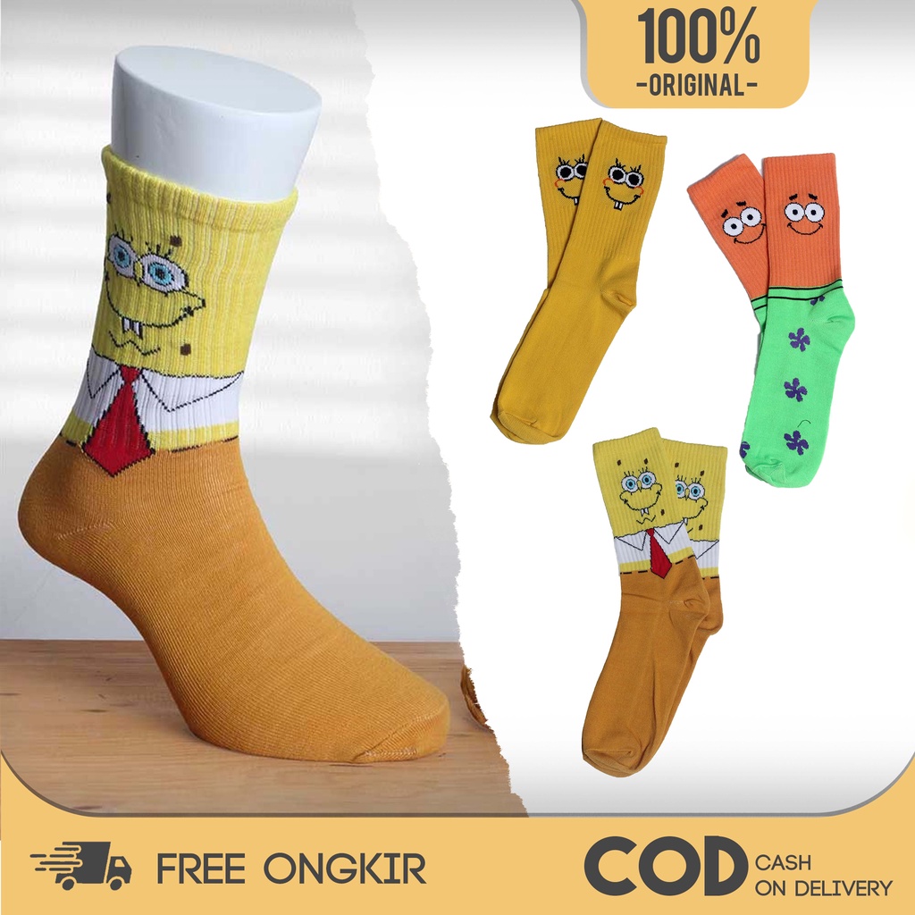 Kaos Kaki Panjang Dewasa Pria Wanita Motif Spongebob Patrick