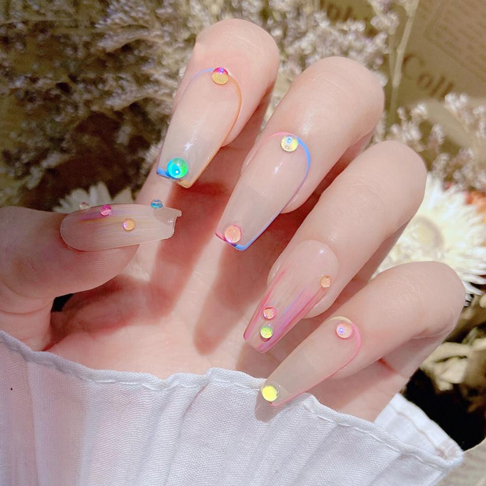 Preva 1kotak Kuku Rhinestones Perhiasan Salon Wanita DIY Manicures Ukuran Campur Mermaid Bulat Kaca Dekorasi