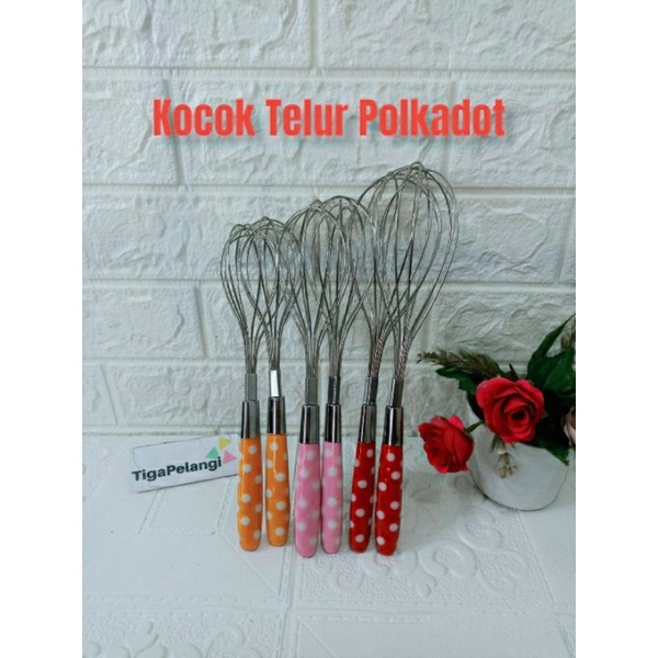 kocok telur, pengocok telur, pengocok telur stainles,kocok telur stainles, kocok telur polkadot, kocok telur motif polkadot