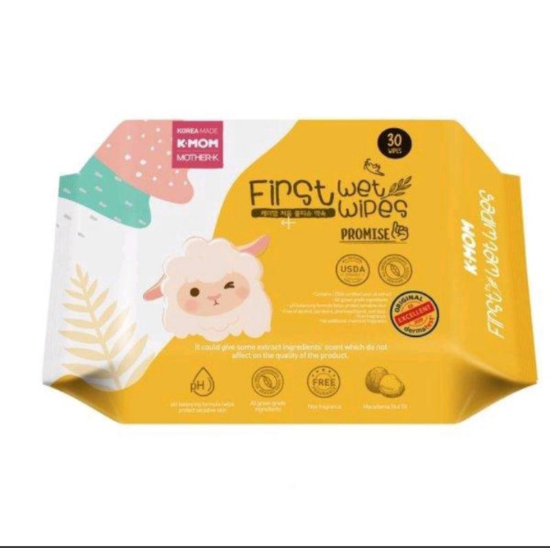 K-Mom First Wet Wipes Promise 30pcs - Tissue Basah Kmom