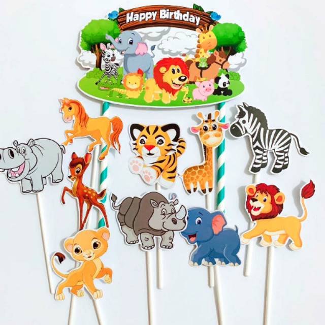 Zoo Animal Topper Cake Birthday / Hiasan Kue Ulang Tahun