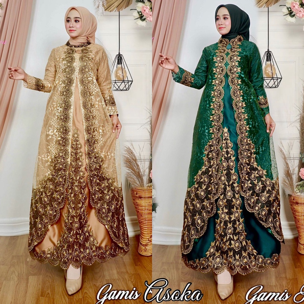 New Pakaian Wanita Baju Atasan Gamis Terusan Dress Robe Jubah Batik Modern Baju Kaftan Arab Brukat J