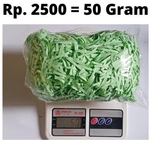 

kertas cacah - kertas serut - kertas hampers - kertas suwir - kertas isi hampers 50 gram madiun