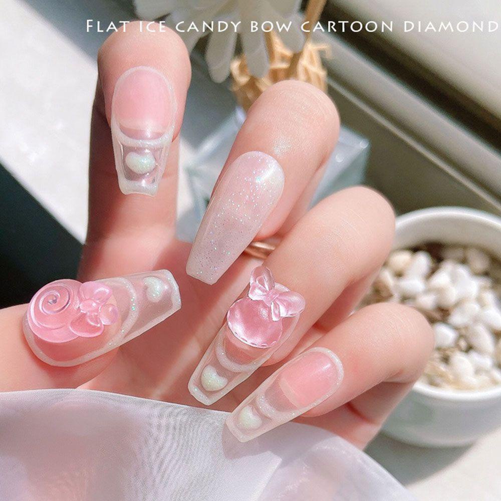 AUGUSTINA Agustina 3D Dekorasi Nail Art Indah Lolipop Cinta Kelinci Kecil Perhiasan Kuku DIY