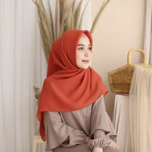 Bella Square Hijab Segiempat | Kerudung Laudya Pollycotton PART 2-Brick
