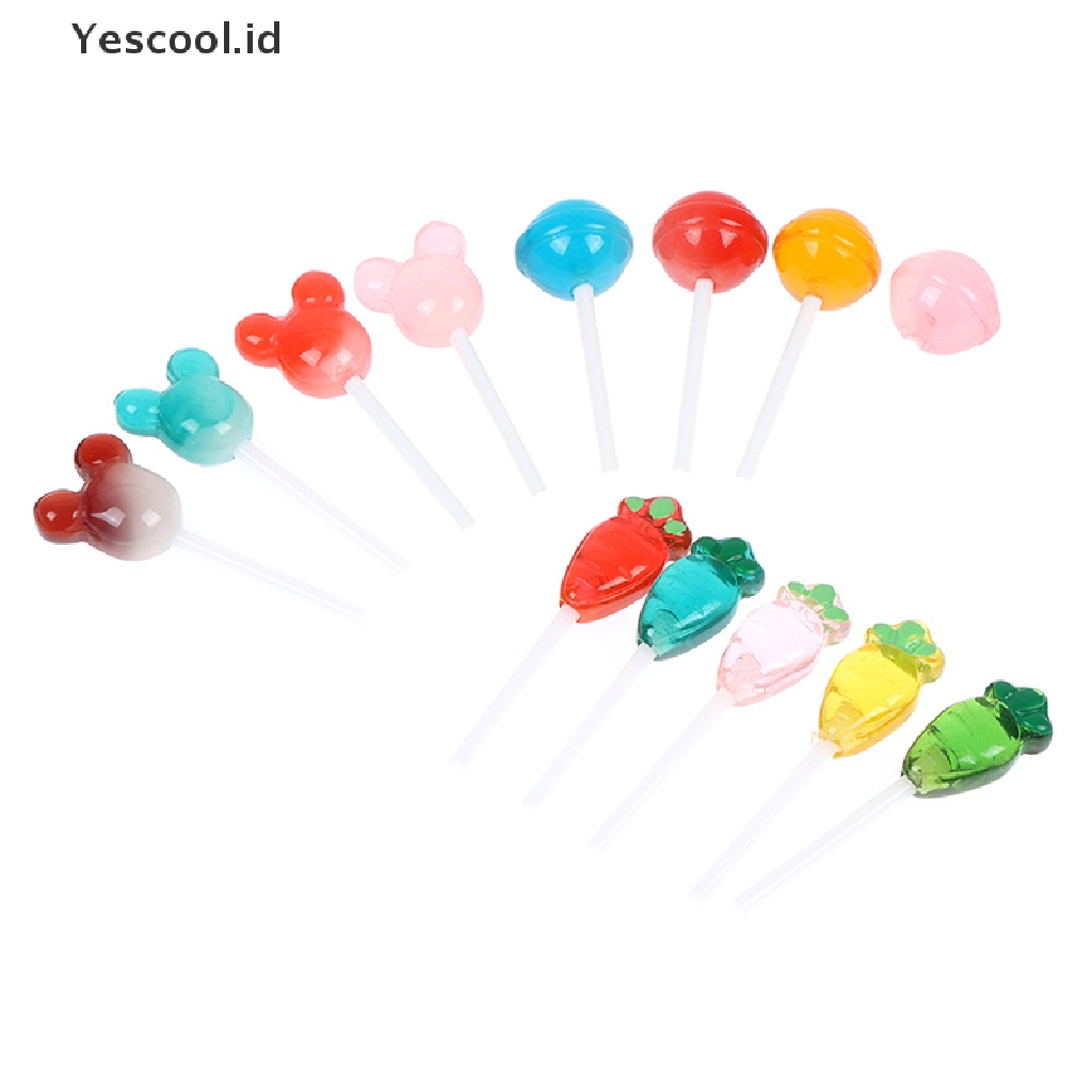 (Yescool) 5pcs / Set Mainan Lolipop Mini Bahan Resin Untuk Aksesoris Rumah Boneka