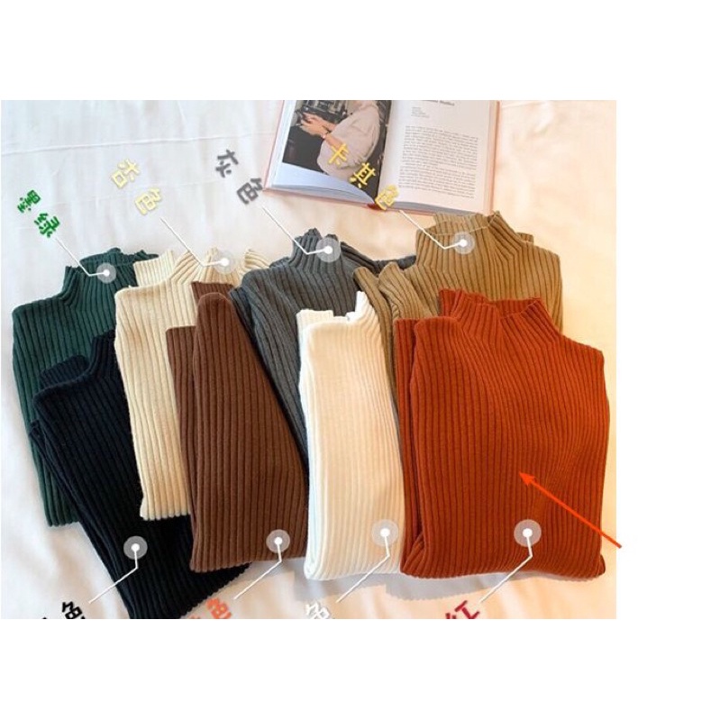 READY!!! Inner Rajut Turtleneck Premium Lengan Panjang Import | Inner Hijab Premium Impor | Inner Rajut Aisha Hijab Baju Dalaman Turtleneck Knit Manset