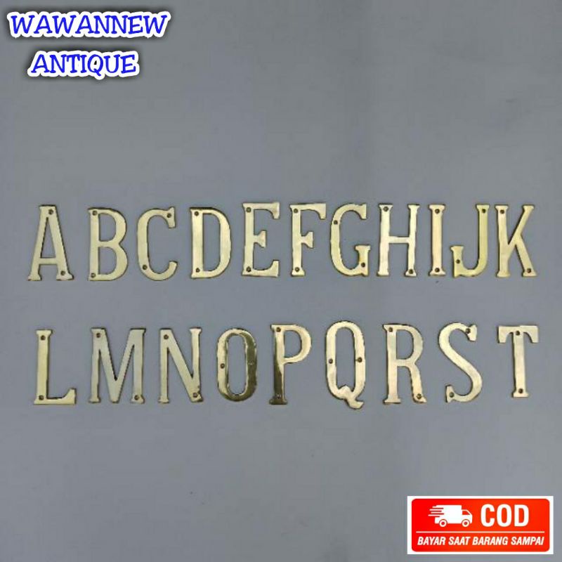 Nomor Rumah Angka Huruf Perumahan Kantor Kuningan Antik Murah 10cm
