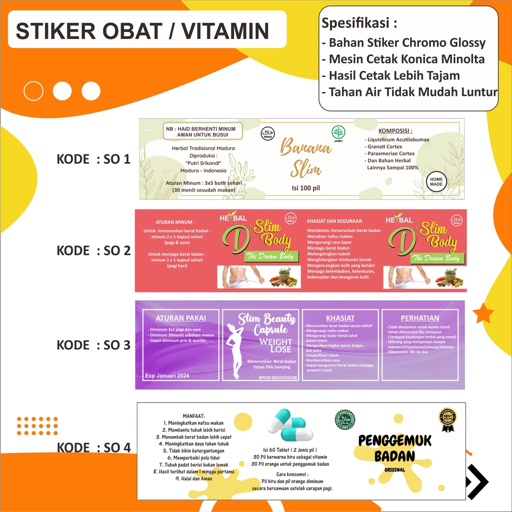 Stiker Label Botol Obat 16×4cm