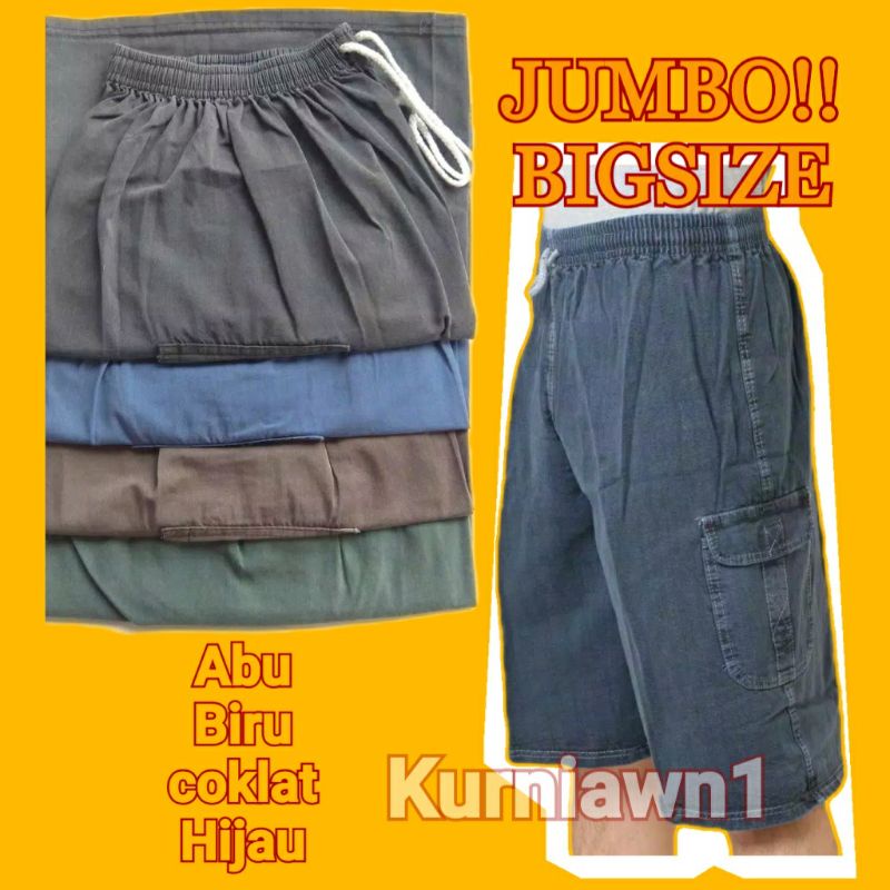 Celana Pendek Pria Kolor Cargo Semi Jeans BIG SIZE JUMBO polos Casual Gaya Polo Ufc Nyaman Buat Santai