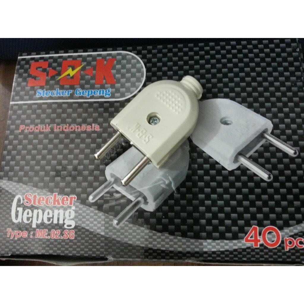 Steker mini jumbo / stecker gepeng mini putih krem colokan listrik / steker gepeng