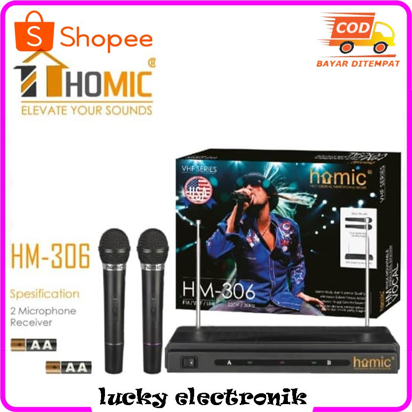 Homic Mic HM-306 Microphone wireless double Homic HM-306 suara sangat mantap