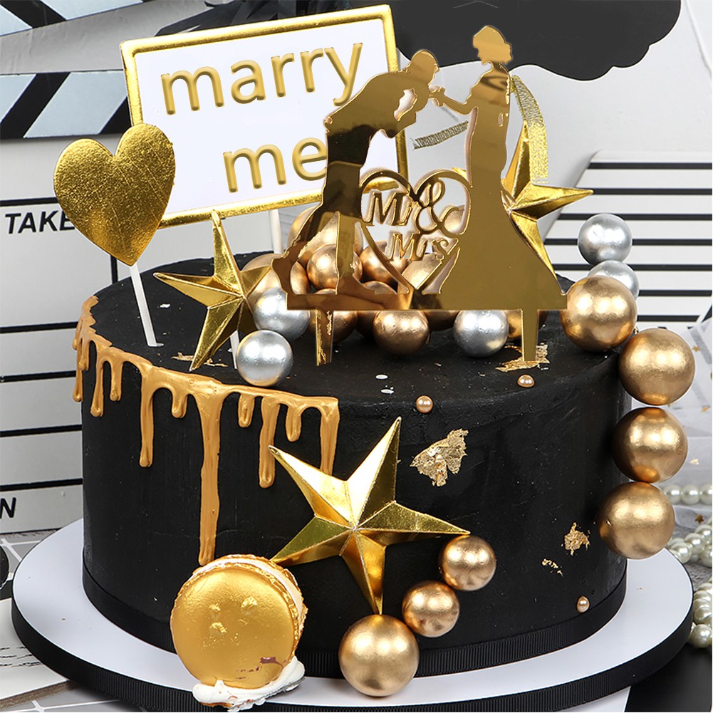 Topper Kue Desain Bride Groom Mr Mrs Bahan Akrilik Untuk Dekorasi Pesta Pernikahan