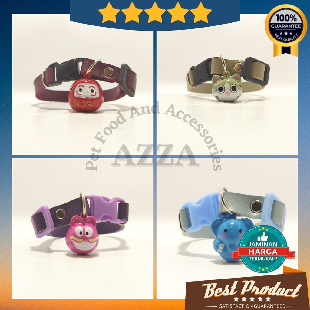 Kalung Kucing Kulit Premium Lonceng Karakter Murah /  Aksesoris Kalung Kucing Lucu Premium