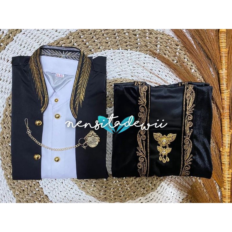 [1 Set] Baju Prewed Instan / Baju Couple / Baju Adat Jawa - Solo, Motif Pisang Bali