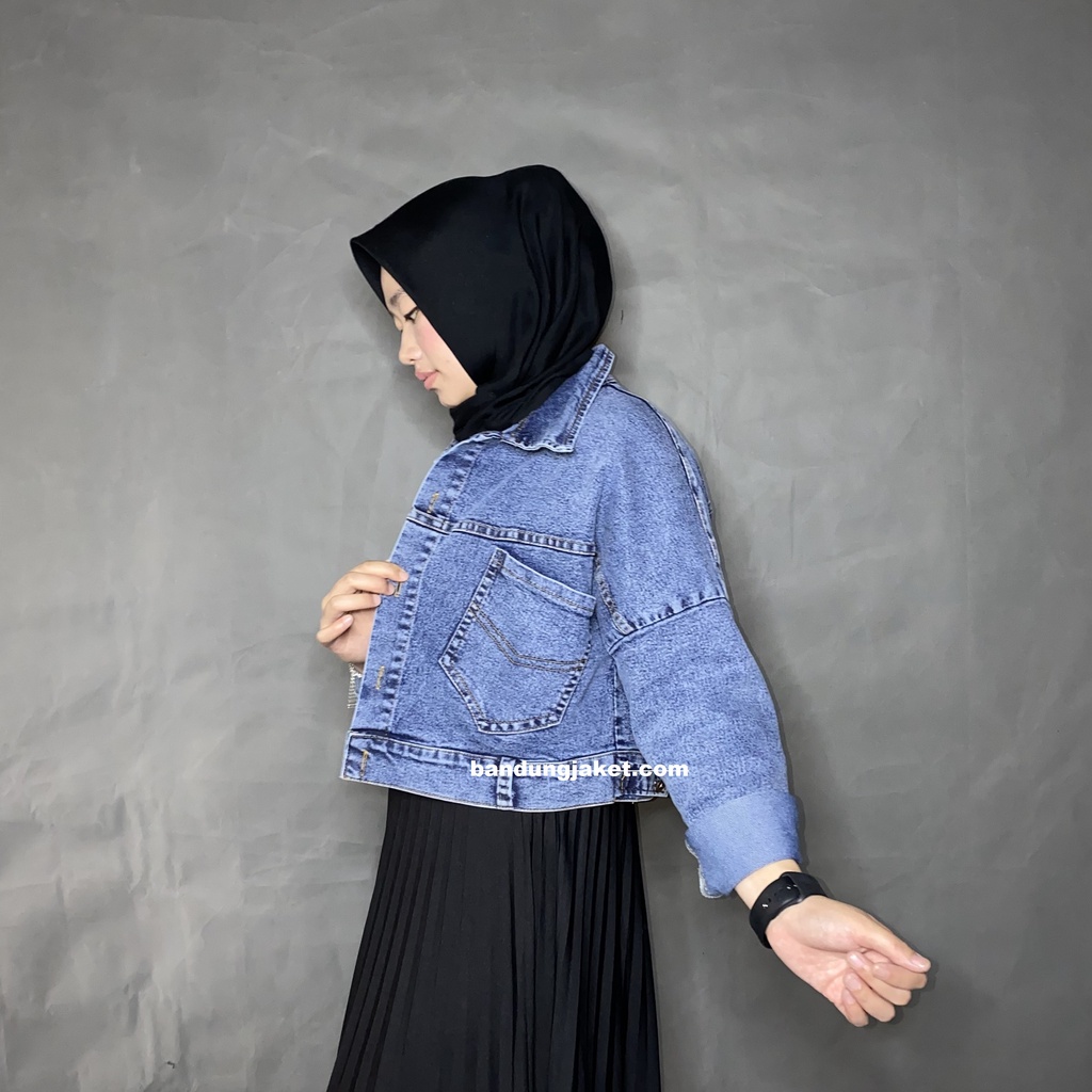 NAYRA CROOP JAKET JEANS |I JAKET DENIM WANITA MODEL TRENDY TERBARU