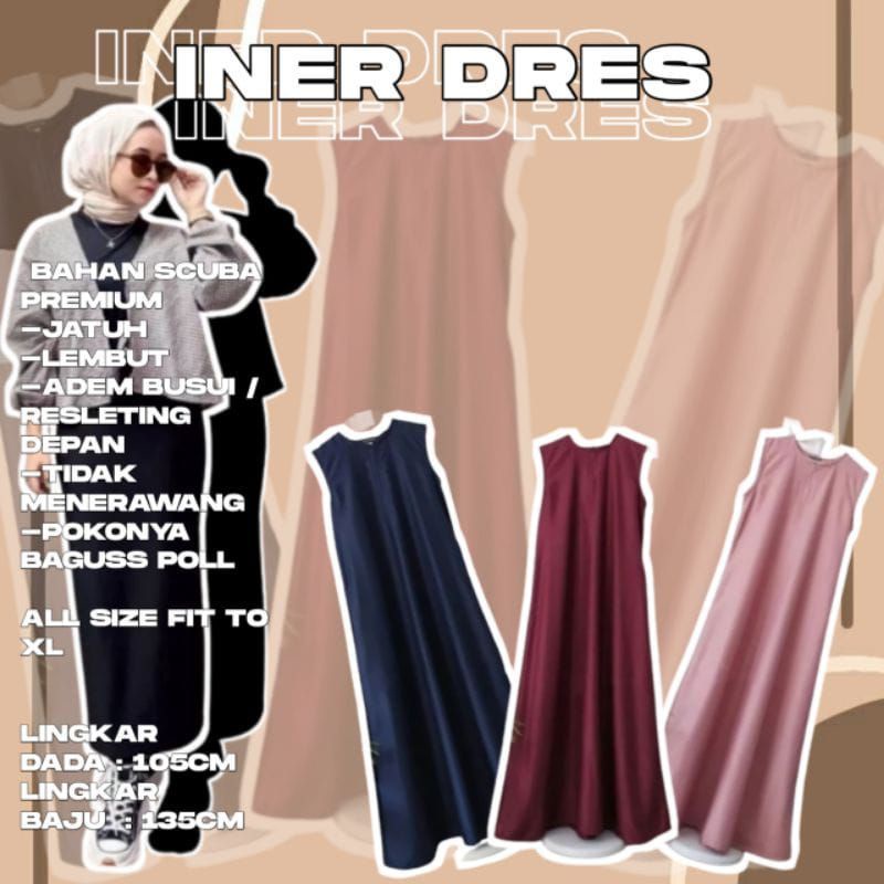 INNER DRESS BAJU DALAMAN MUSLIM TANPA LENGAN