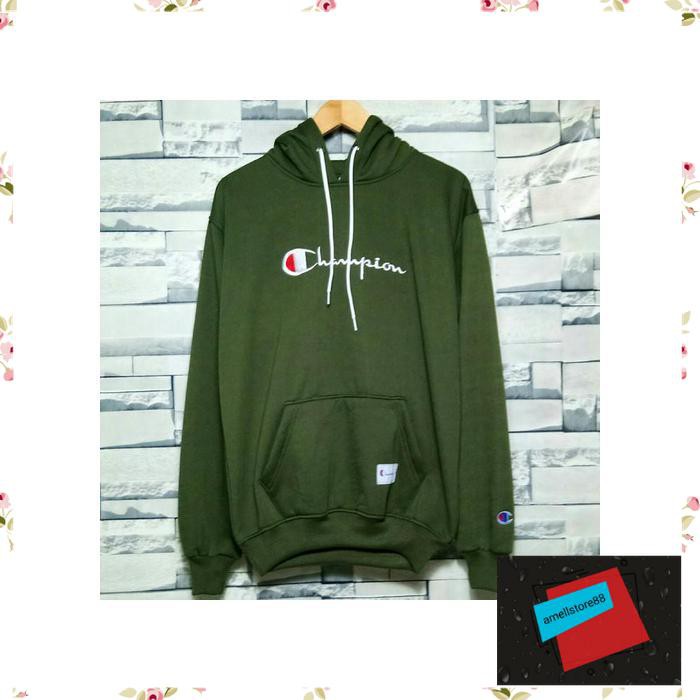 Jaket Pria parasut parka gunung HOODIE CHAMPION GREEN KK114