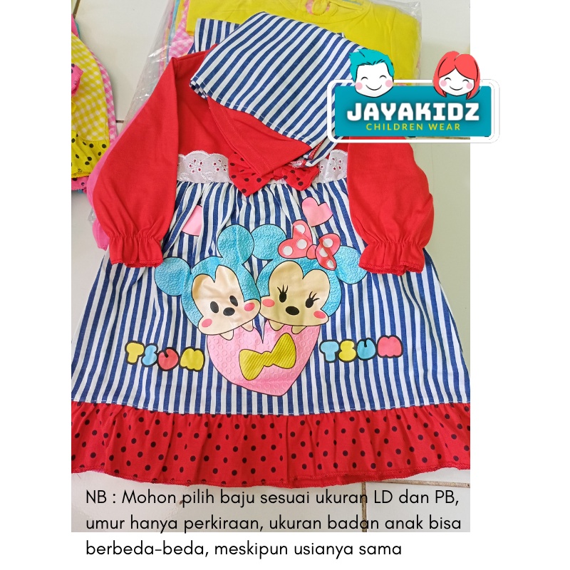 Baju Muslim Gamis Bayi Perempuan Usia Baby Newborn 0 6 12 Bulan - Dress Muslim Anak Bayi Perempuan Lucu 0 6 12 Bulan 1 Tahun Murah-MERAH-TSUM 02