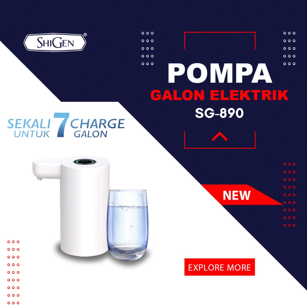 Pompa Galon/Dispenser Elektrik Moncong Pendek Recharge Shigen SG-890