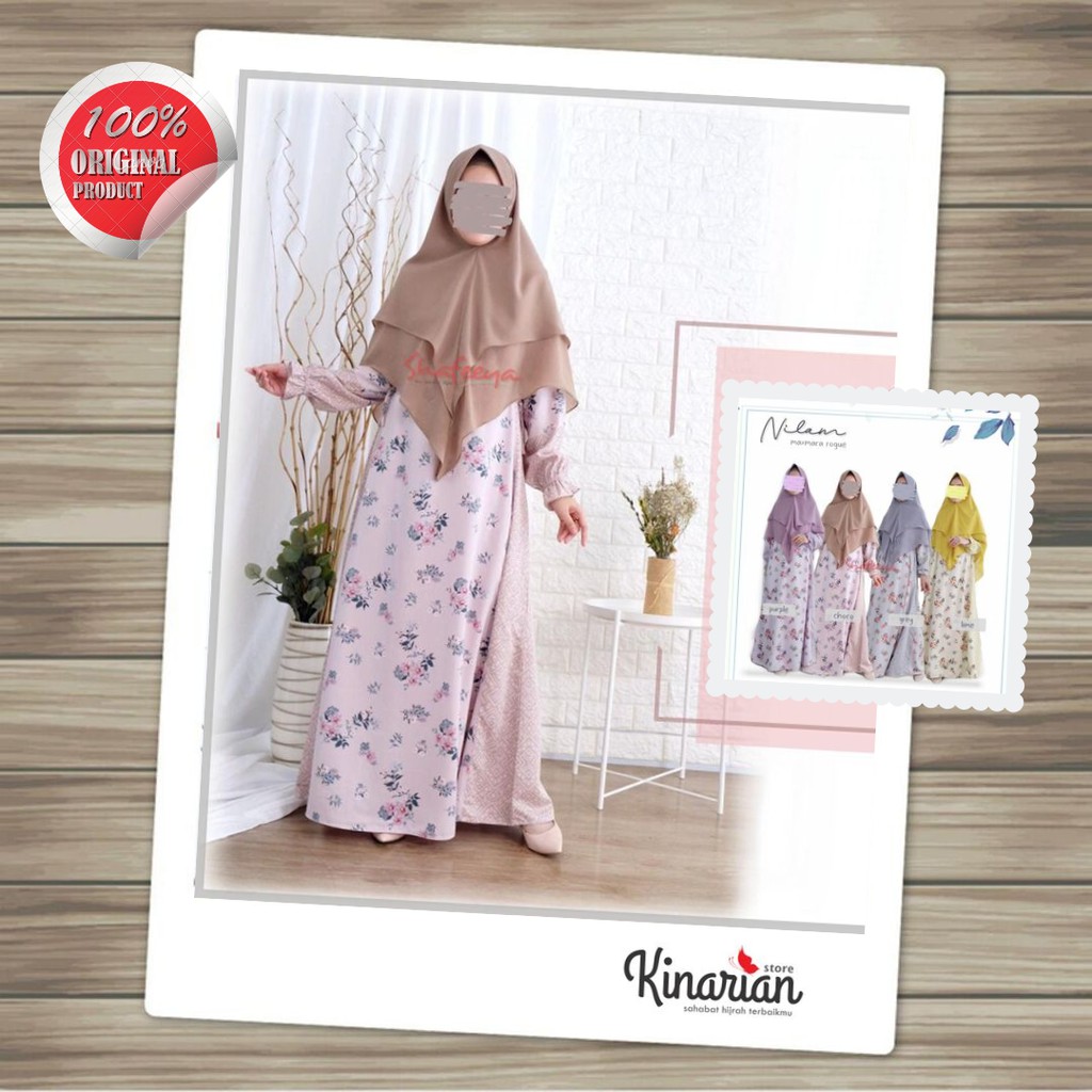 NILAM dress ORIGINAL by Shafeeya - Gamis Syari Motif Bunga Terbaru - Gamis Kalem Feminim
